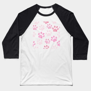 Pink doodle paw prints Baseball T-Shirt